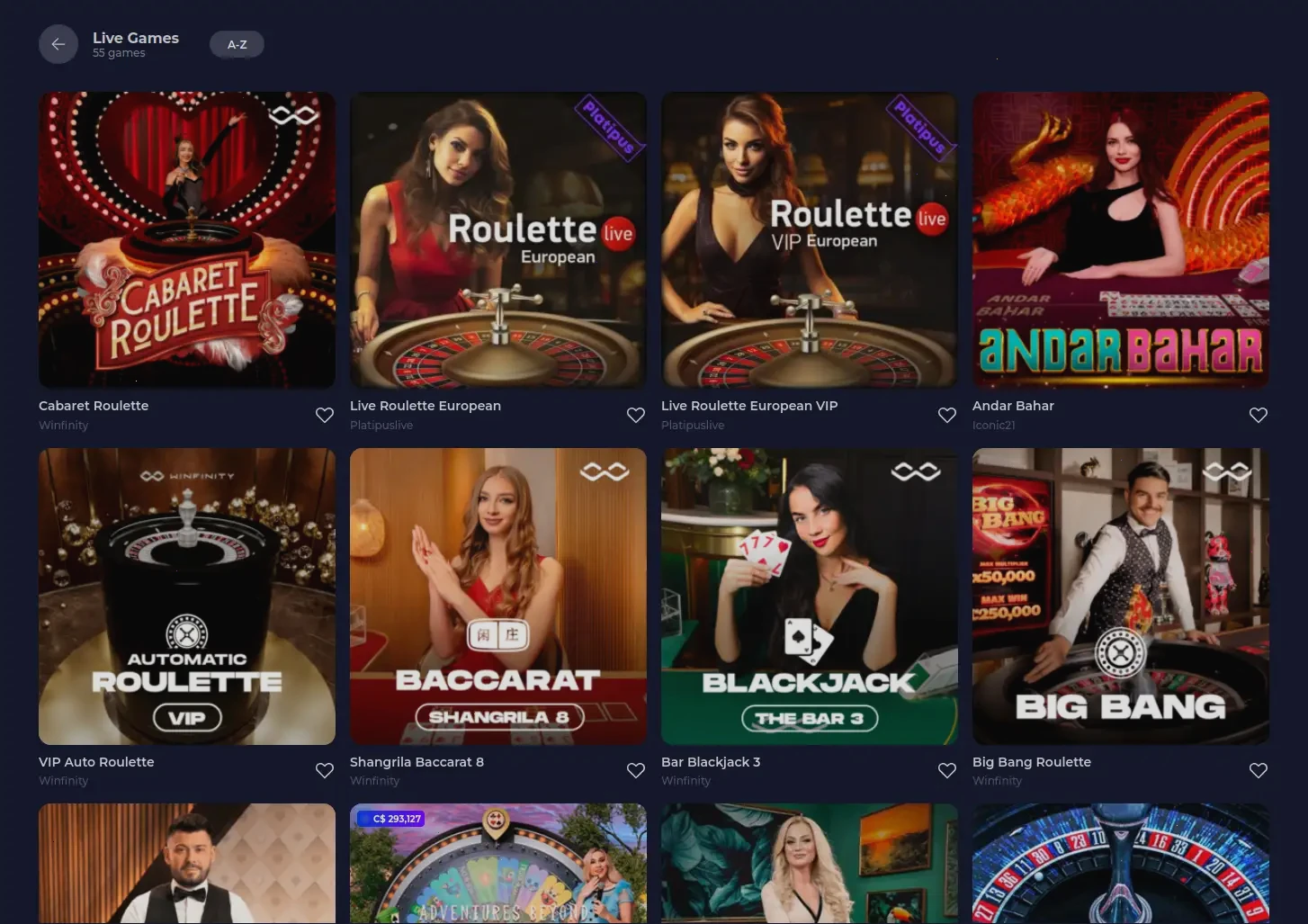 Winnerz Online Casino Spielübersicht